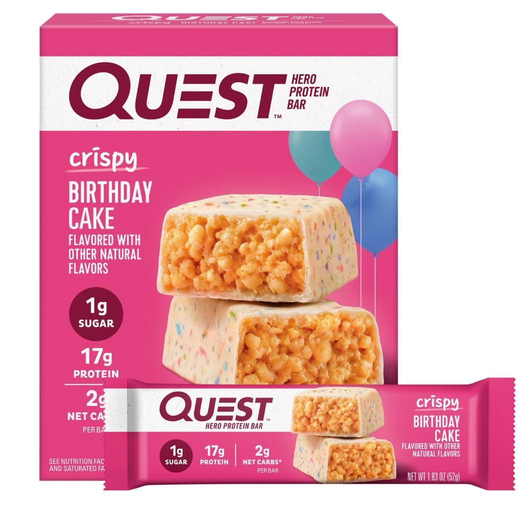 Quest Nutrition Crispy Cookies & Cream Hero Protein Bar, 18g Protein, 1g Sugar, 3g Net Carb, Gluten Free, Keto Friendly, 4 Count
