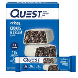 Quest Nutrition Crispy Cookies & Cream Hero Protein Bar, 18g Protein, 1g Sugar, 3g Net Carb, Gluten Free, Keto Friendly, 4 Count