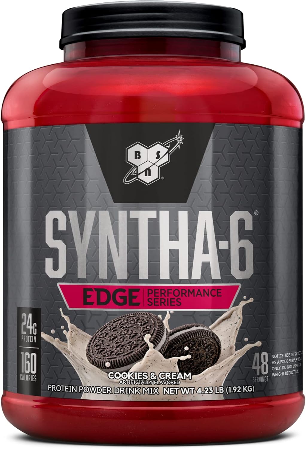 BSN SYNTHA-6 Edge Protein Powder, Chocolate Milkshake, Hydrolyzed Whey, Micellar Casein, Milk Isolate, Low Sugar, 24g Protein, Milkshake, 48 Servings