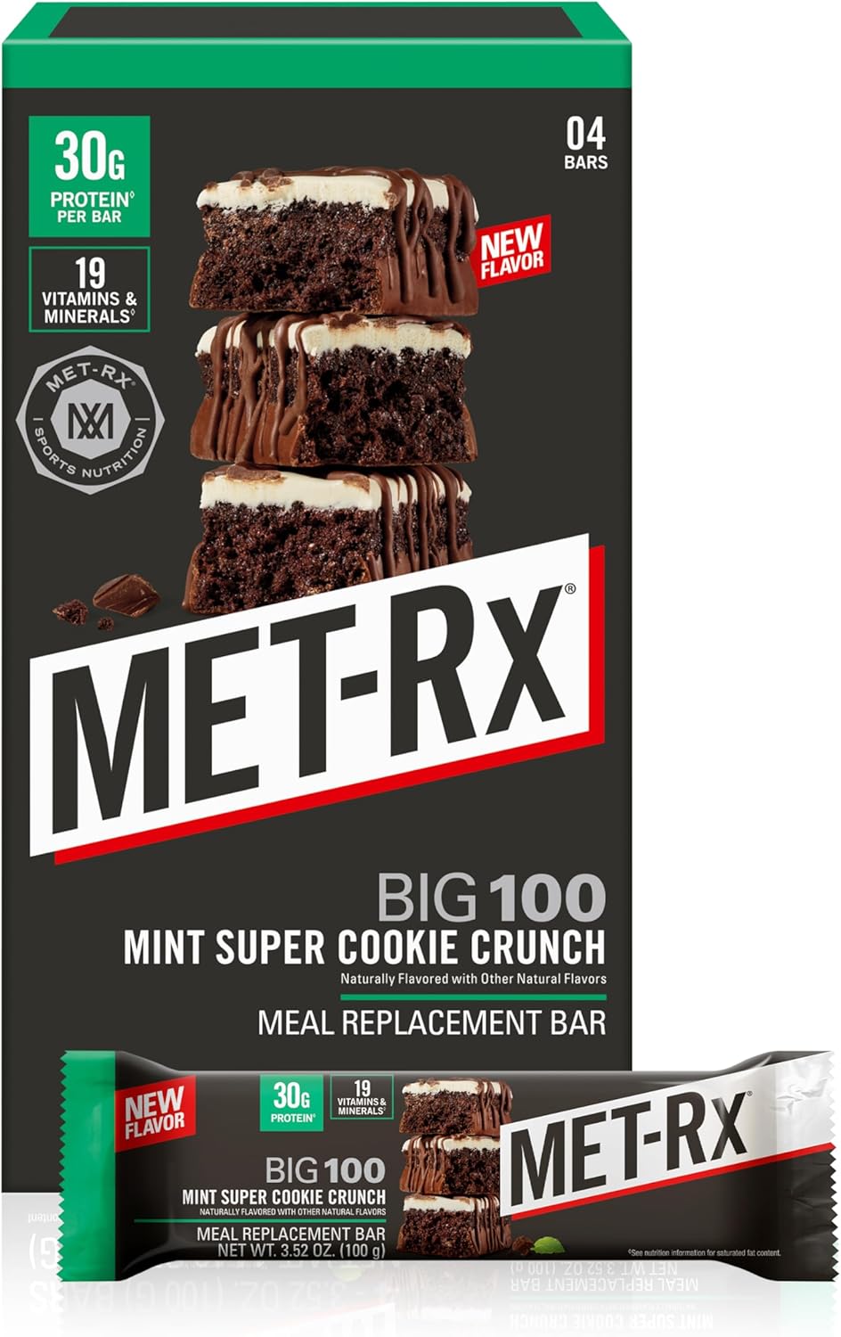 MET-Rx Big 100 Colossal Protein Bars, Vanilla Caramel Churro Meal Replacement Bars, Brown, 9 Count