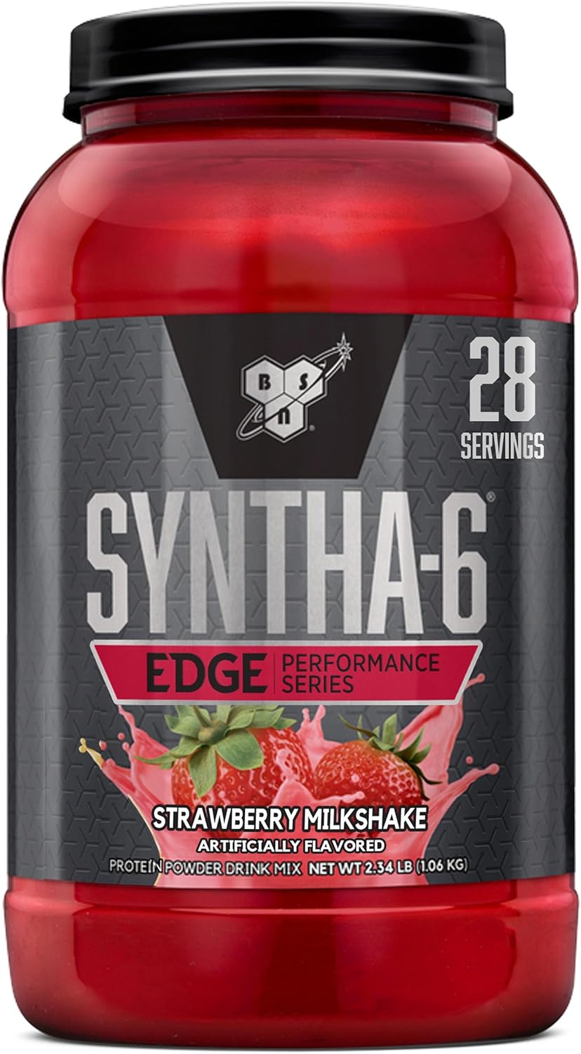 BSN SYNTHA-6 Edge Protein Powder, Chocolate Milkshake, Hydrolyzed Whey, Micellar Casein, Milk Isolate, Low Sugar, 24g Protein, Milkshake, 48 Servings