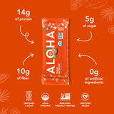 ALOHA Organic Plant Based Protein Bars - Peanut Butter Cup Bar - 12 Bars, Vegan, Low Sugar, Gluten-Free, Low Carb, Non-GMO, No Stevia, No Erythritol