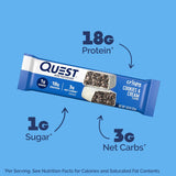 Quest Nutrition Crispy Cookies & Cream Hero Protein Bar, 18g Protein, 1g Sugar, 3g Net Carb, Gluten Free, Keto Friendly, 4 Count