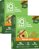 IQBAR Brain and Body Plant Protein Bars - Chocolate Lovers Variety - 12-Count Low Carb - Gluten Free, High Fiber, Vegan Snacks - Low Sugar Meal Replacement