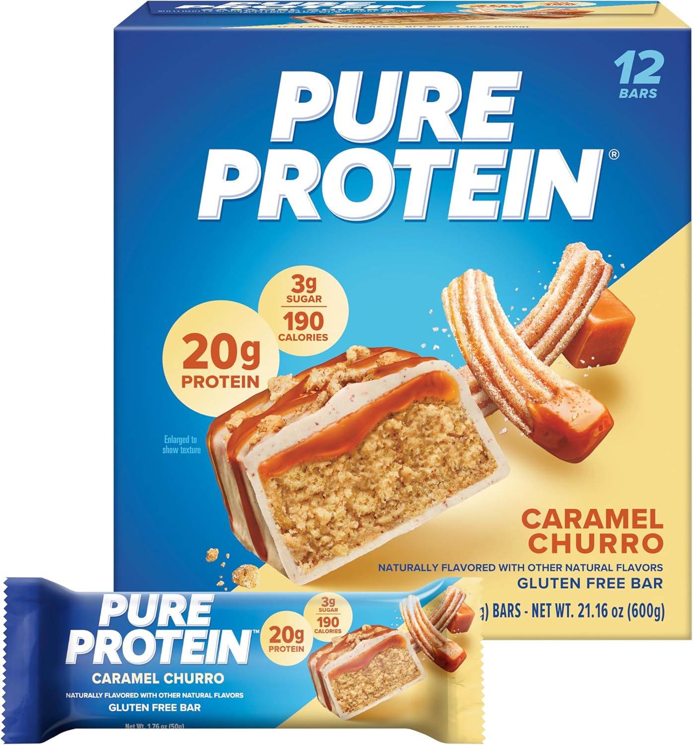 Pure Protein Bars, High Protein, Nutritious Snacks to Support Energy, Low Sugar, Gluten Free, Chocolate Peanut Butter, 1.76oz, 12 Count (Packaging May Vary)