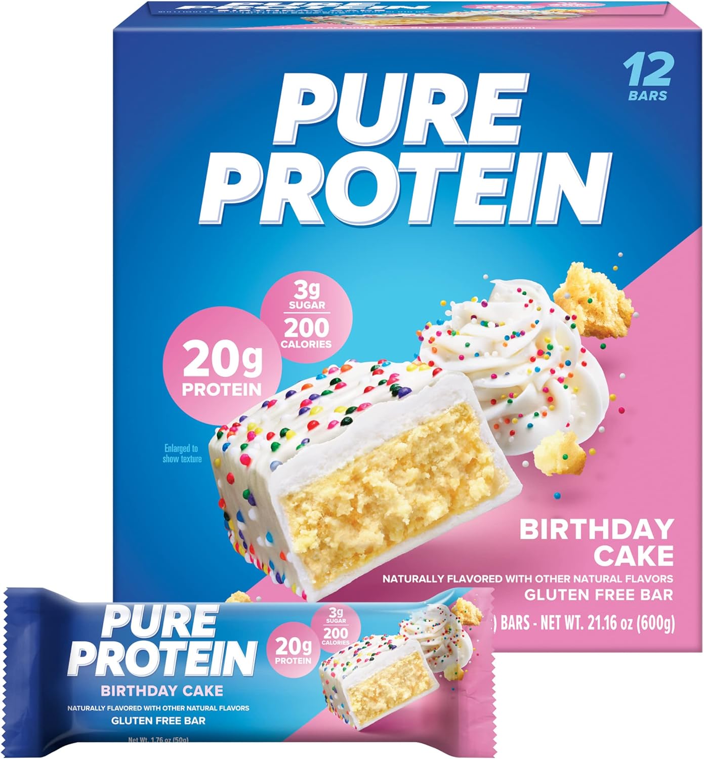 Pure Protein Bars, High Protein, Nutritious Snacks to Support Energy, Low Sugar, Gluten Free, Chocolate Peanut Caramel, 1.76oz, 12 Count (Pack of 1) (Packaging May Vary)