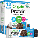 Orgain Organic Vegan Protein Bars, Chocolate Brownie - 10g Plant Based Protein, Low Calorie Healthy Snacks, No Lactose or Soy Ingredients, Gluten Free, Non-GMO - 1.41 Oz (Pack of 12)