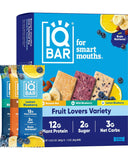 IQBAR Brain and Body Plant Protein Bars - 7 Bar Sampler Pack - Gluten Free, High Fiber, Vegan Snacks - Low Sugar Meal Replacement