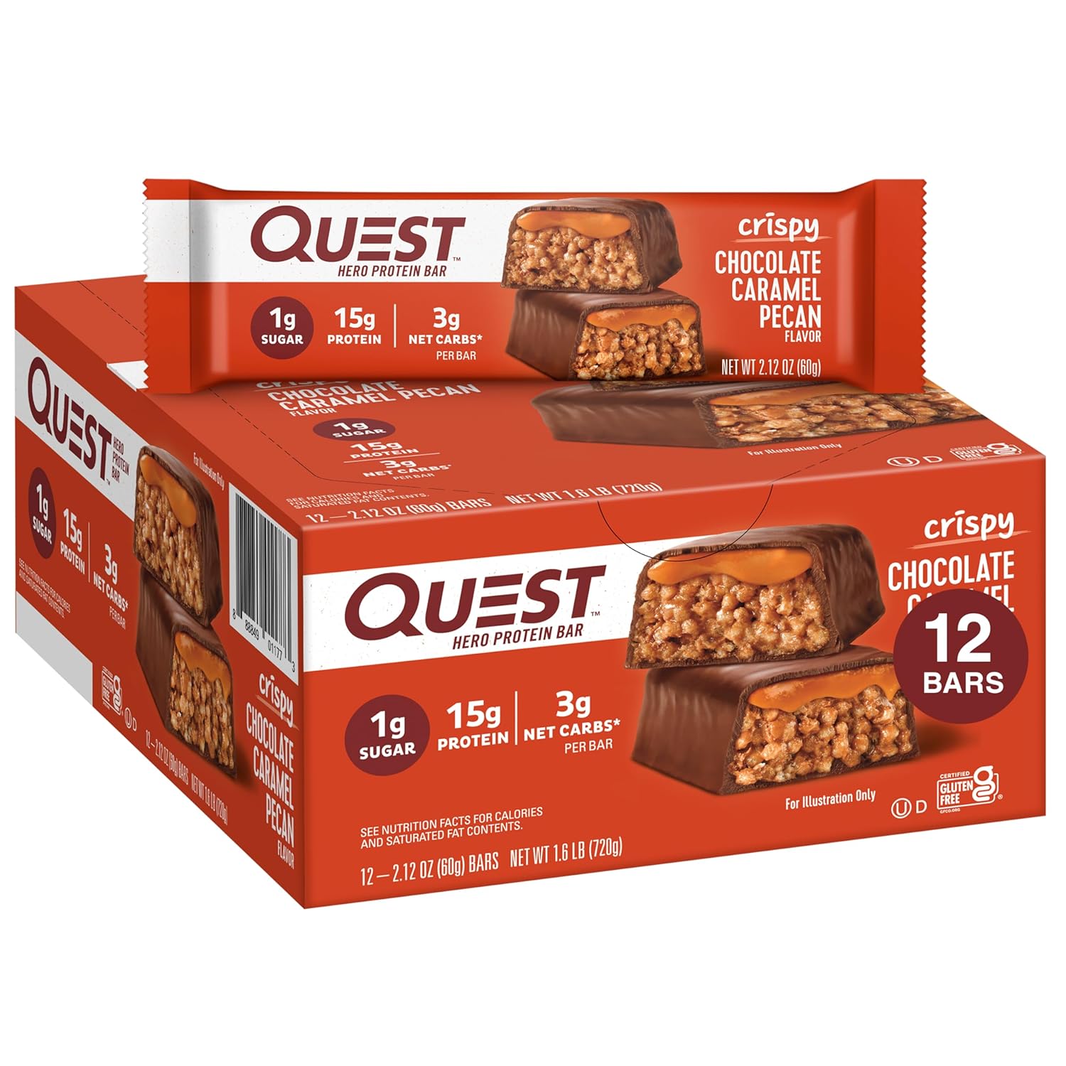 Quest Nutrition Crispy Cookies & Cream Hero Protein Bar, 18g Protein, 1g Sugar, 3g Net Carb, Gluten Free, Keto Friendly, 4 Count