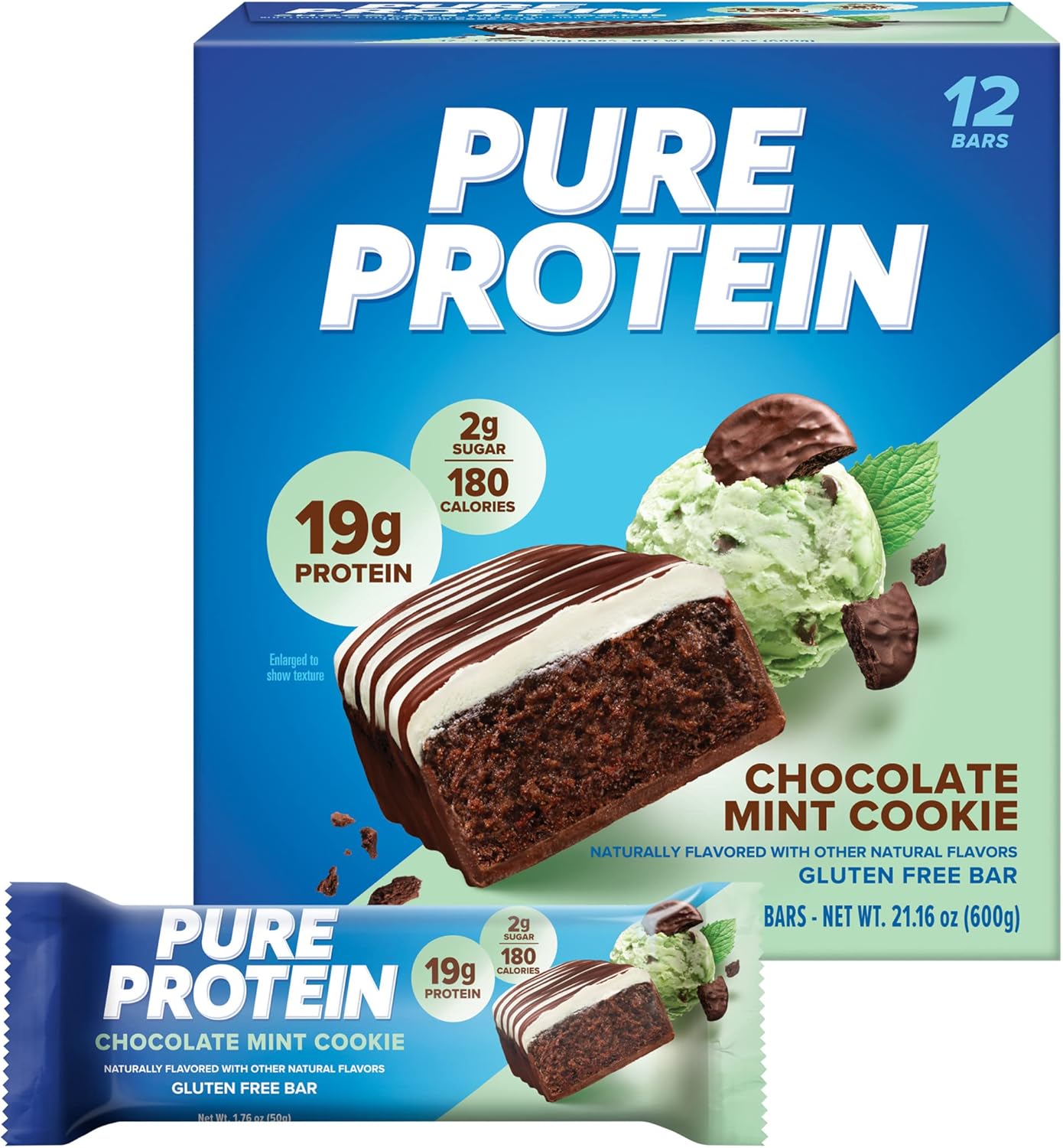 Pure Protein Bars, High Protein, Nutritious Snacks to Support Energy, Low Sugar, Gluten Free, Chocolate Peanut Butter, 1.76oz, 12 Count (Packaging May Vary)