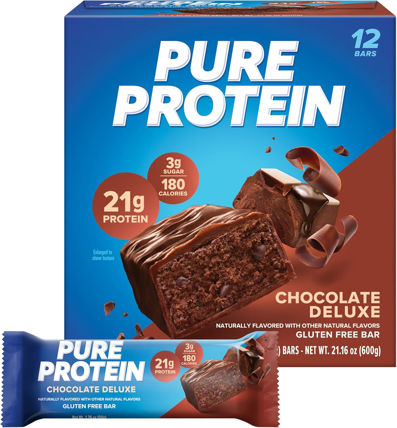Pure Protein Bars, High Protein, Nutritious Snacks to Support Energy, Low Sugar, Gluten Free, Chocolate Peanut Butter, 1.76oz, 12 Count (Packaging May Vary)