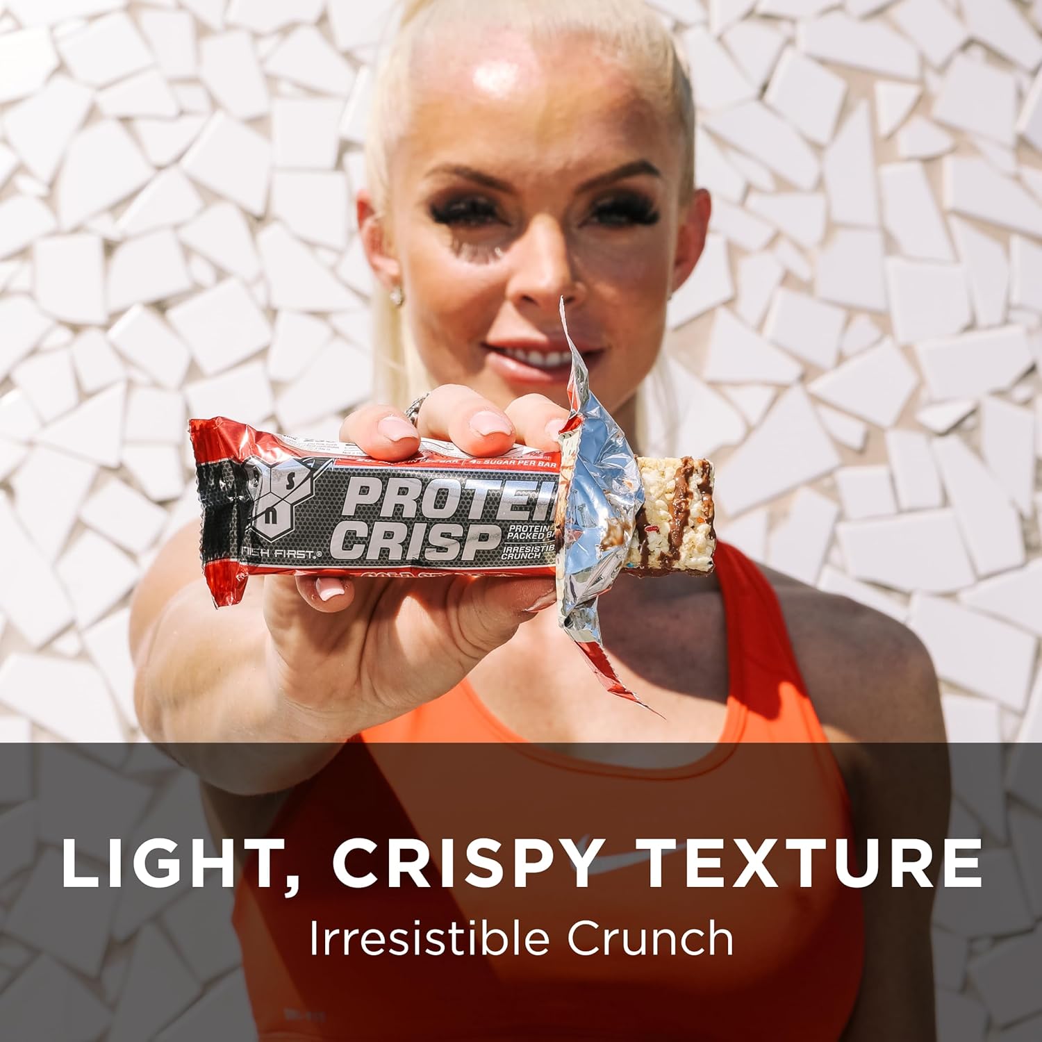 BSN Protein Crisp Bar, Peanut Butter Crunch, 20 Gram Protein Snack Bars with Whey and Fiber, Gluten-Free Crunchy Energy Bars for Workout, Fitness, On-the-Go, 12 Count