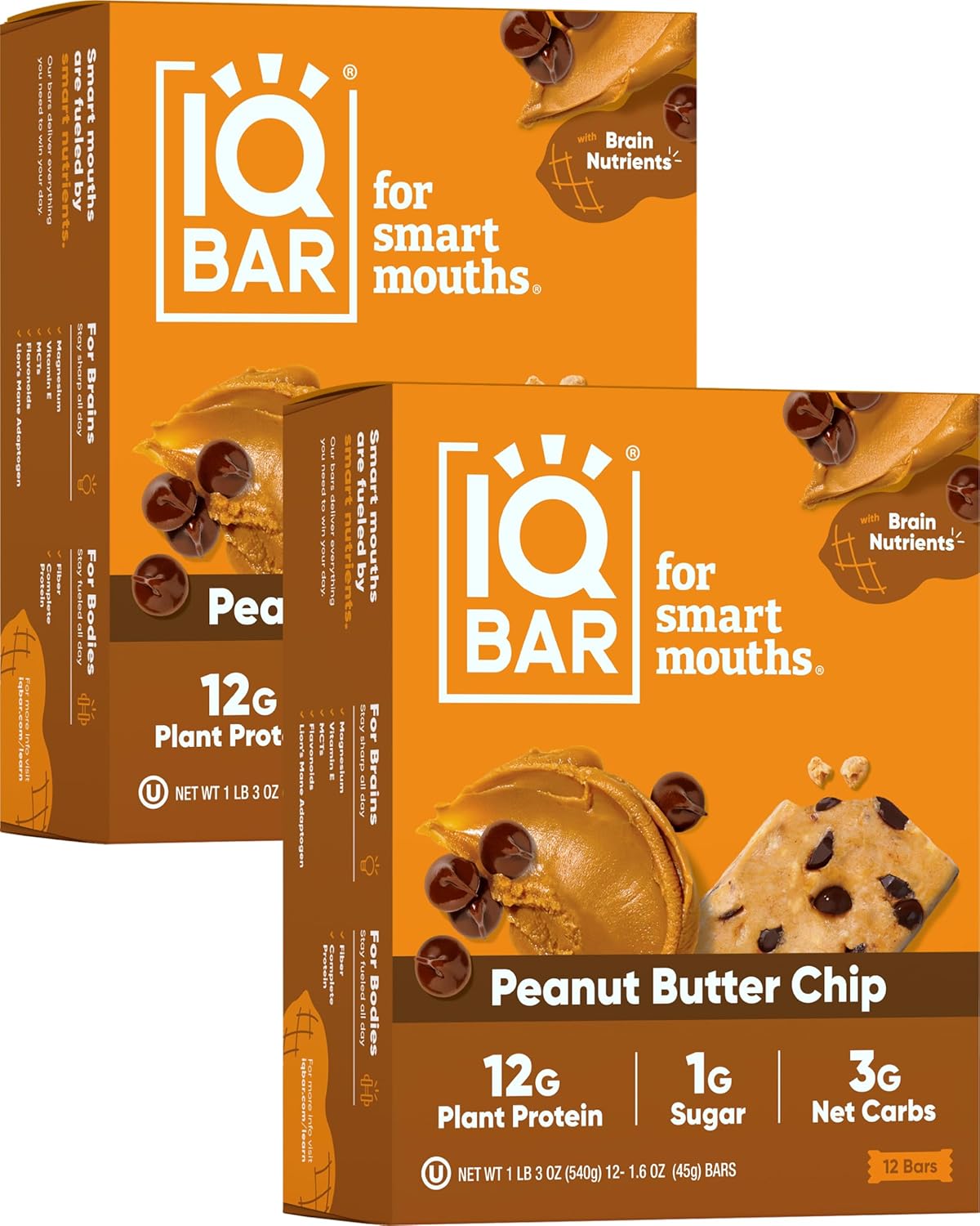 IQBAR x Chef Thomas Keller - Brain and Body Plant Protein Bars - Salted Caramel Chip - 12-Count, Low Carb, High Fiber, Gluten Free, Vegan Snacks - Low Sugar High Protein - Low Calorie Keto Energy Bars