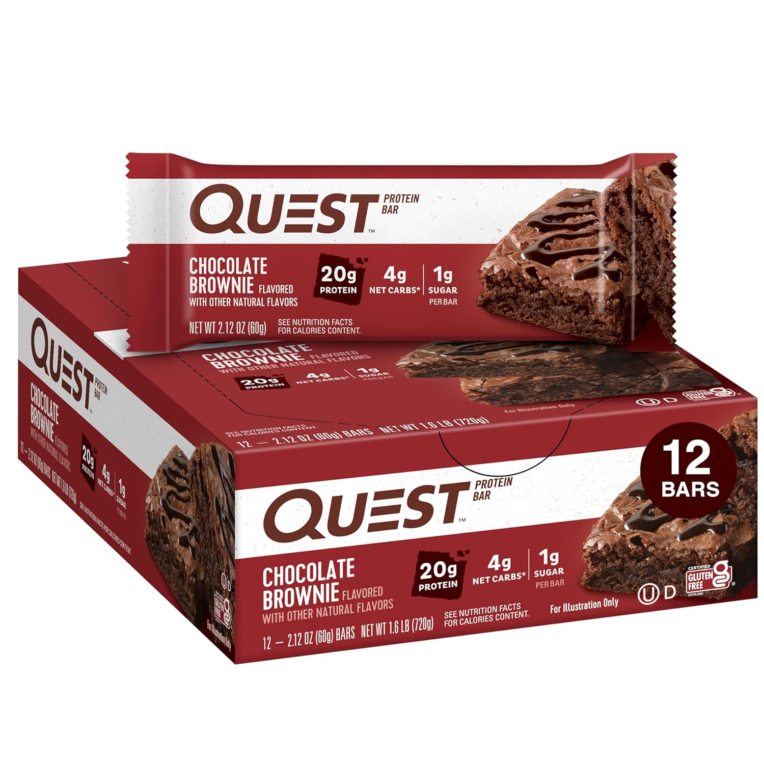 Quest Nutrition Mint Chocolate Chunk Protein Bars, 20g Protein, 1g Sugar, 4g Net Carb, Gluten Free, Keto Friendly, 12 Count