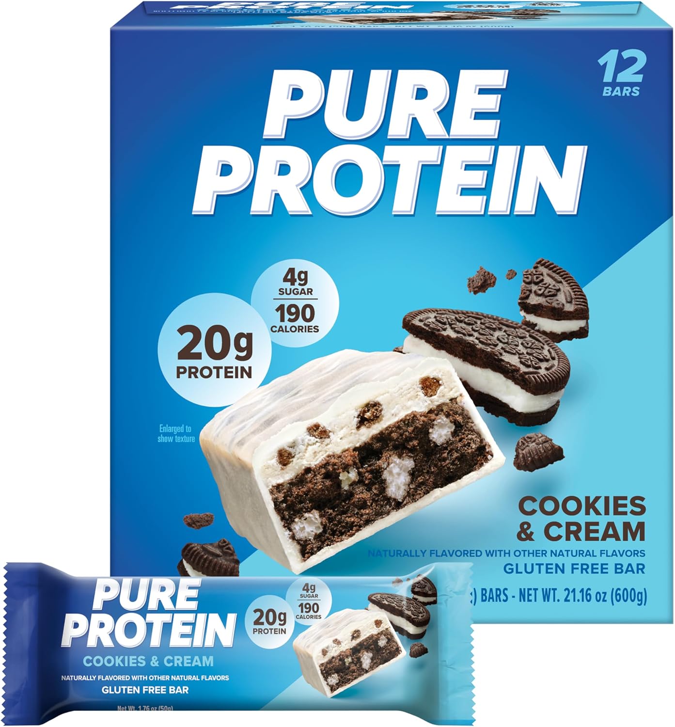 Pure Protein Bars, High Protein, Nutritious Snacks to Support Energy, Low Sugar, Gluten Free, Chocolate Peanut Caramel, 1.76oz, 12 Count (Pack of 1) (Packaging May Vary)