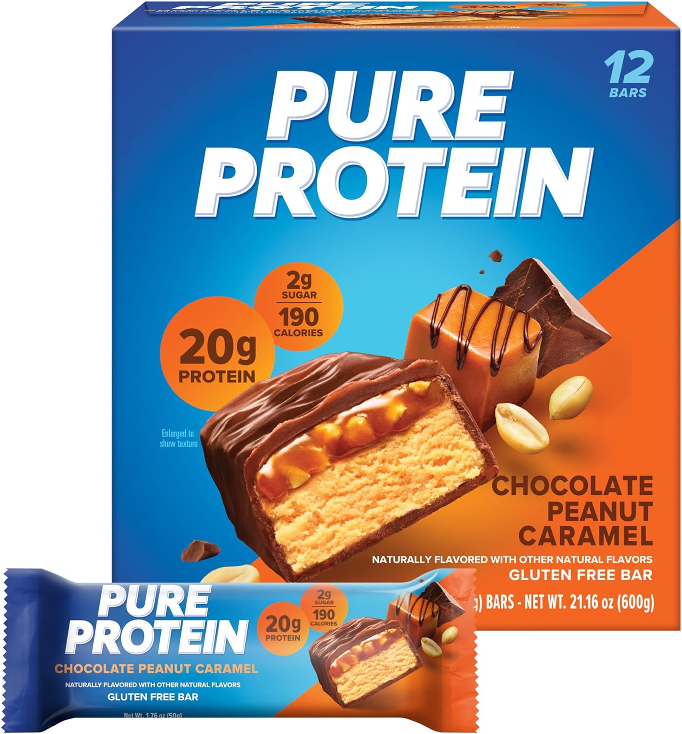 Pure Protein Galactic Brownie Bars - 12 Count Box | 20g High Protein, Gluten-Free, On-the-Go Snack | Ideal Pre & Post-Workout Fuel | Low Sugar, Great Taste!
