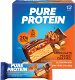 Pure Protein Bars, High Protein, Nutritious Snacks to Support Energy, Low Sugar, Gluten Free, Chocolate Peanut Caramel, 1.76oz, 12 Count (Pack of 1) (Packaging May Vary)