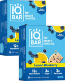 IQBAR Brain and Body Plant Protein Bars - Chocolate Lovers Variety - 12-Count Low Carb - Gluten Free, High Fiber, Vegan Snacks - Low Sugar Meal Replacement