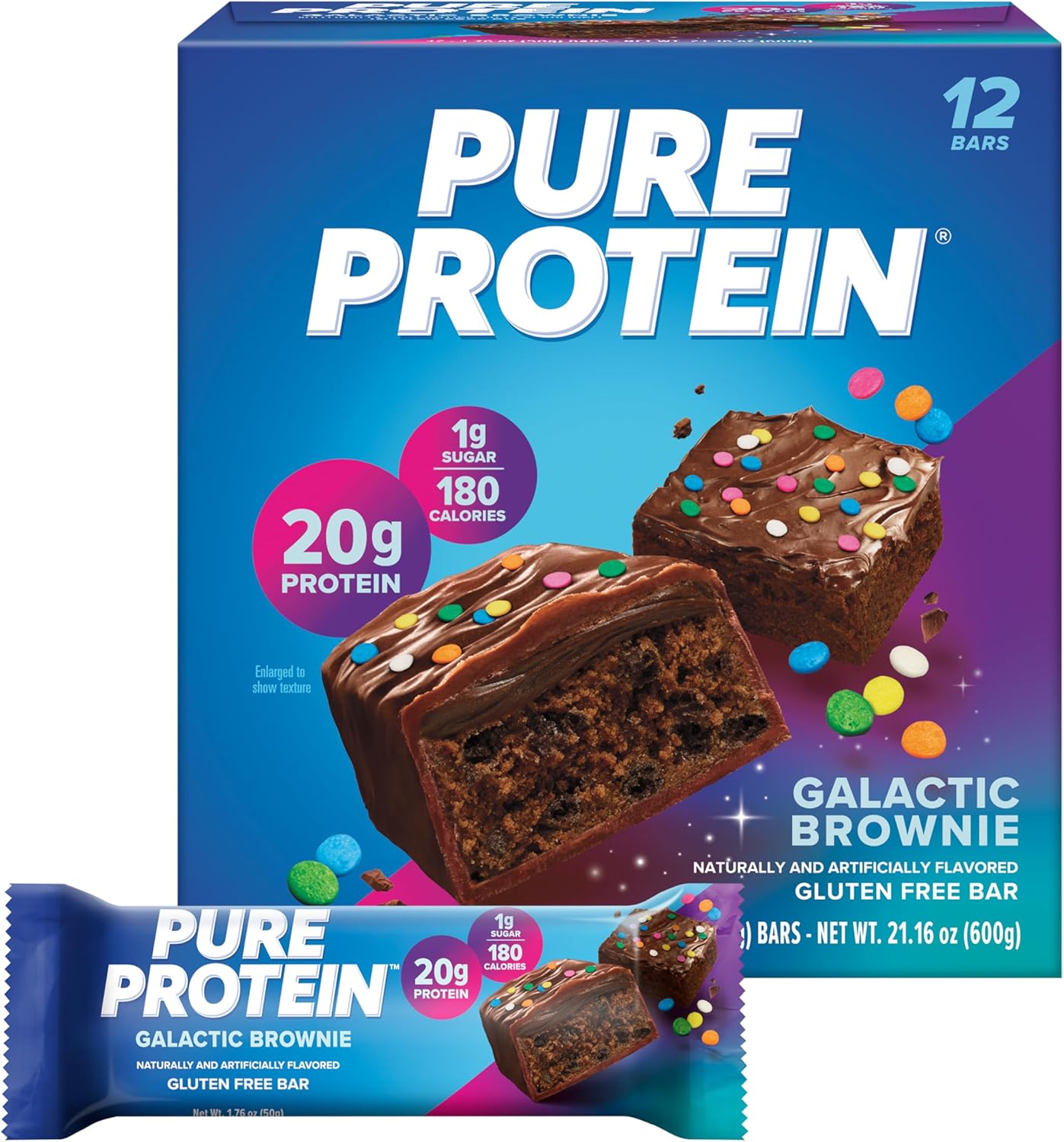 Pure Protein Bars, High Protein, Nutritious Snacks to Support Energy, Low Sugar, Gluten Free, Chocolate Peanut Caramel, 1.76oz, 12 Count (Pack of 1) (Packaging May Vary)