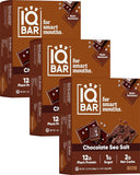 IQBAR Brain and Body Plant Protein Bars - Chocolate Lovers Variety - 12-Count Low Carb - Gluten Free, High Fiber, Vegan Snacks - Low Sugar Meal Replacement