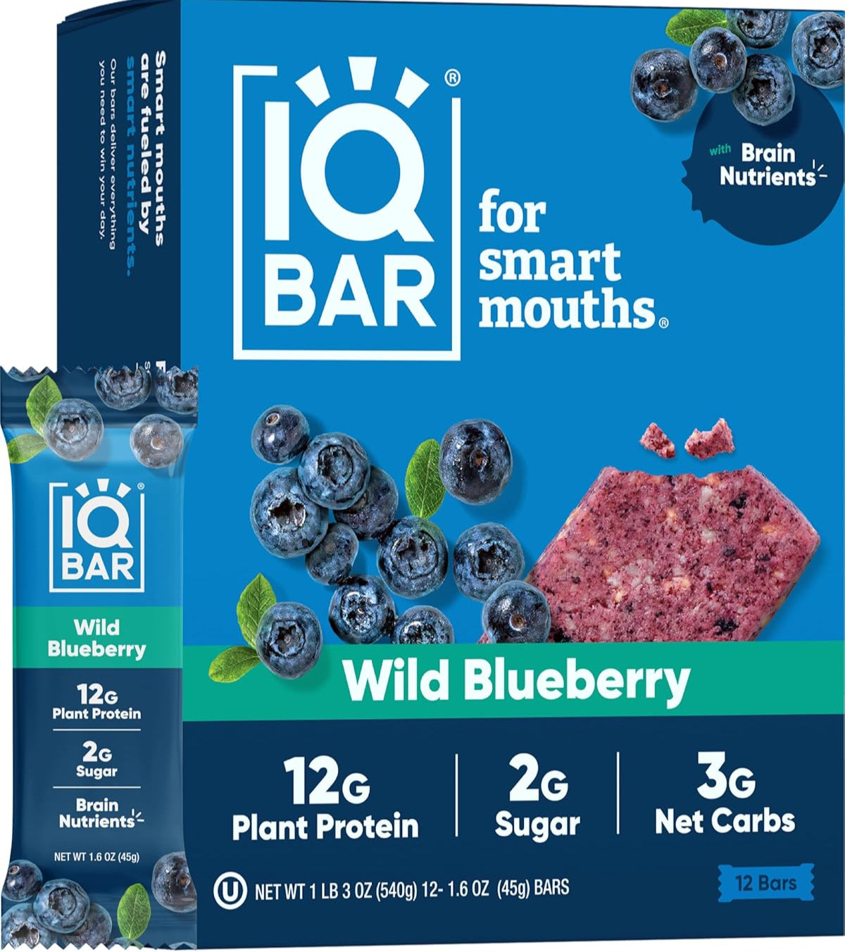 IQBAR Brain and Body Plant Protein Bars - 7 Bar Sampler Pack - Gluten Free, High Fiber, Vegan Snacks - Low Sugar Meal Replacement