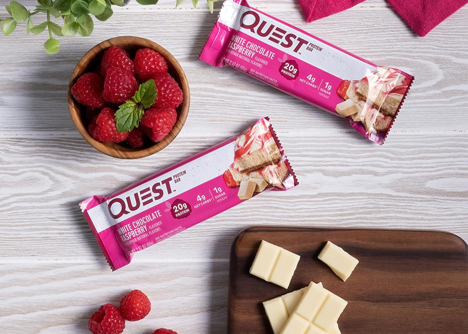 Quest Nutrition- High Protein, Low Carb, Gluten Free, Keto Friendly, 12 Count White Chocolate Raspberry